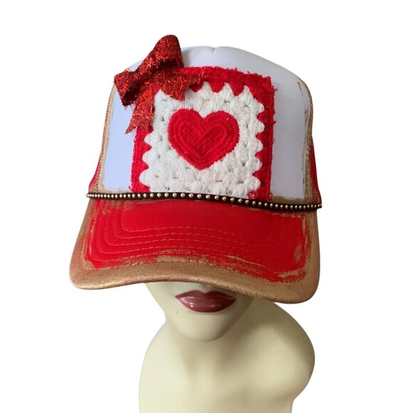 Valentine Trucker Ball Caps One Of A Kind Hand Painted Stoned main image 9